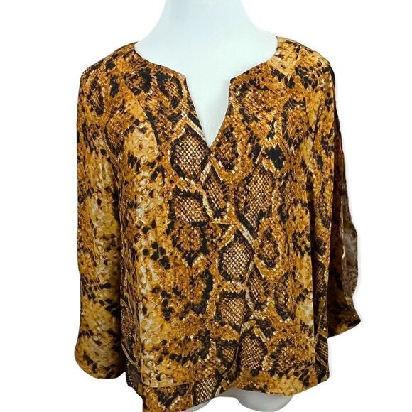 Alice & Trixie Loose Fit Silk Snake Print Split Sleeve Blouse XS - Picture 1 of 7